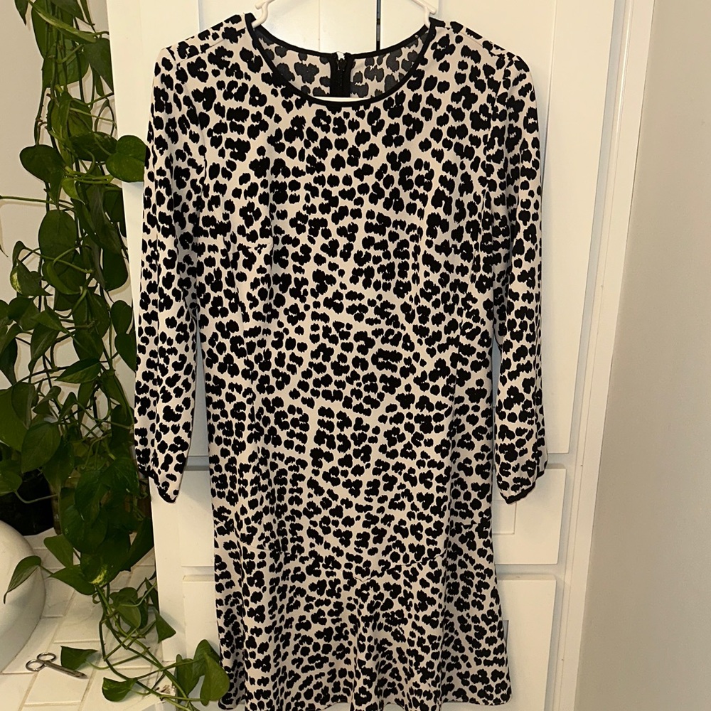 LOFT Black and White Animal Print Dress Size 2